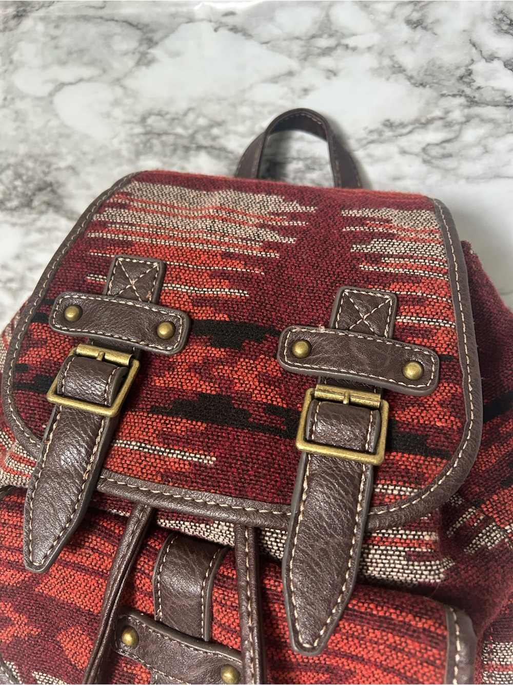 Arizona Jeans Co vintage 90s Y2K Aztec backpack with adjustable straps cinch top - Picture 3 of 13